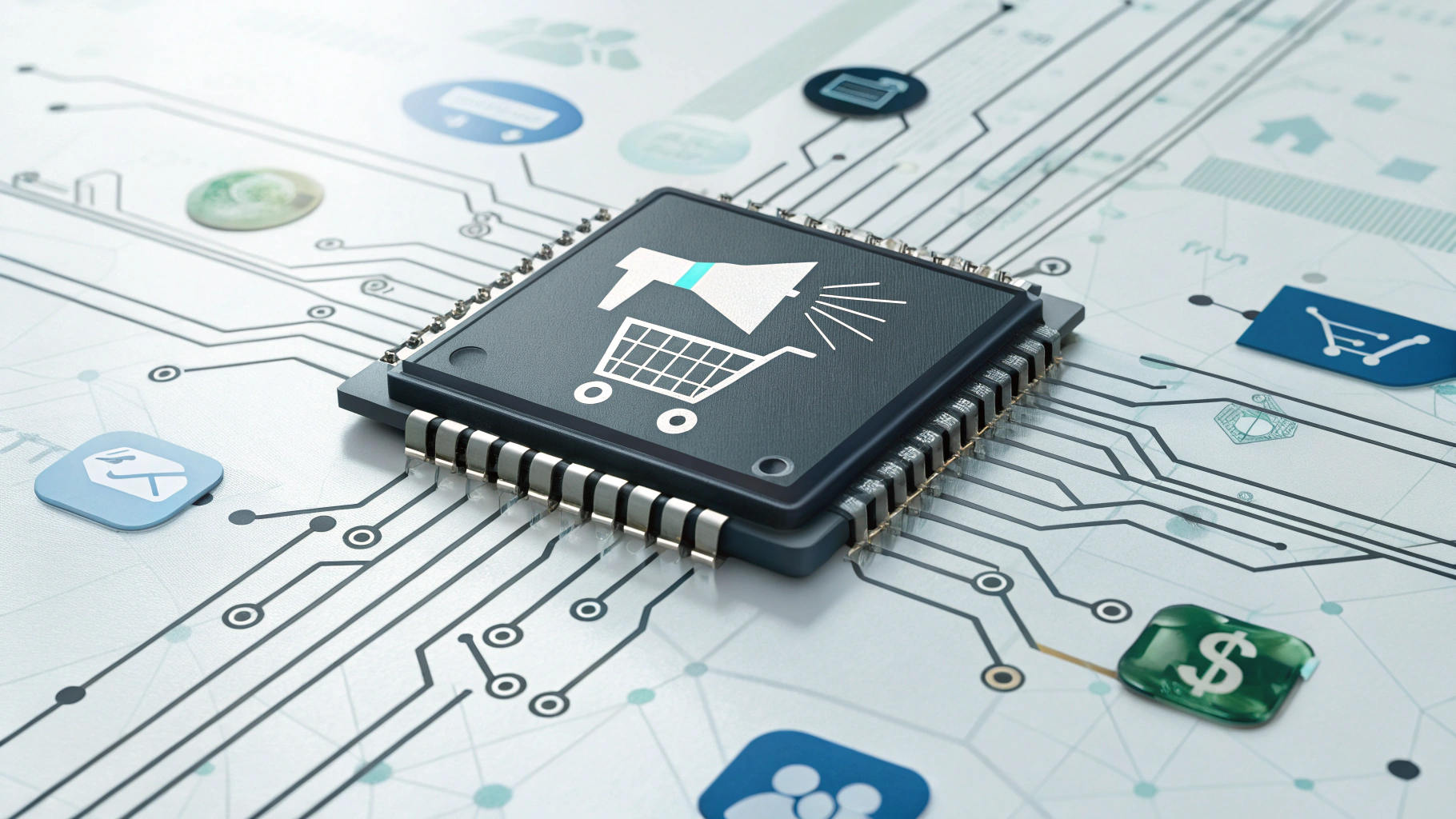 3D digital illustration of a glowing tracking pixel microchip in a web browser window