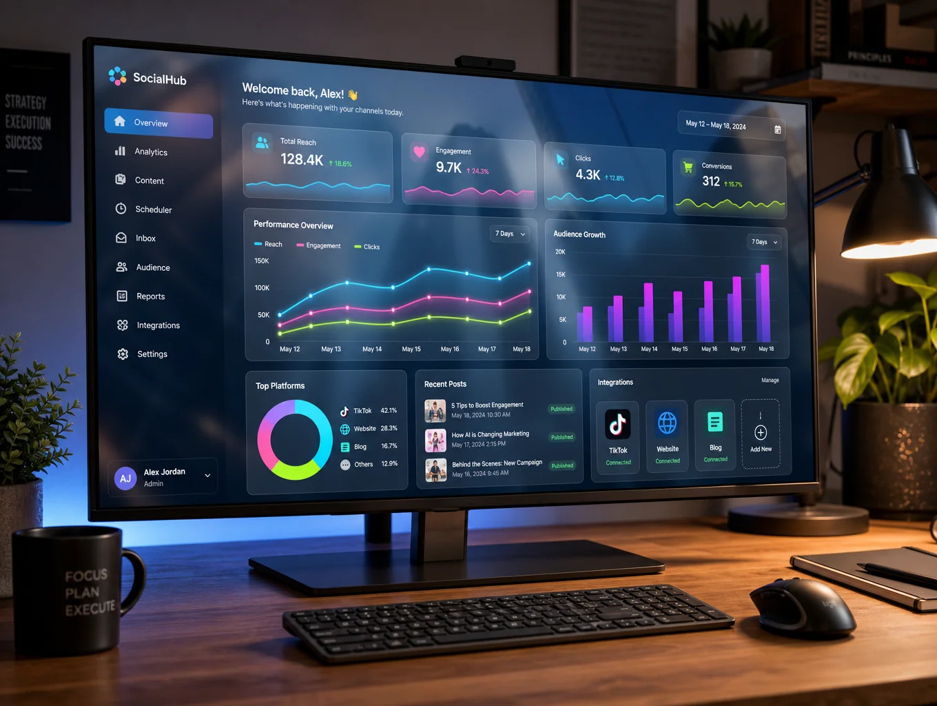 High-resolution social media reporting and analytics dashboard